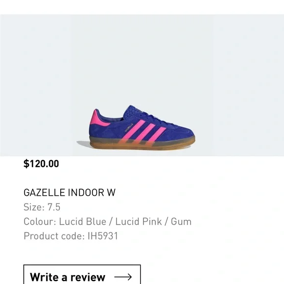Adidas Gazelle Indoor Lucid Blue with Pink Accents - Picture 1 of 6